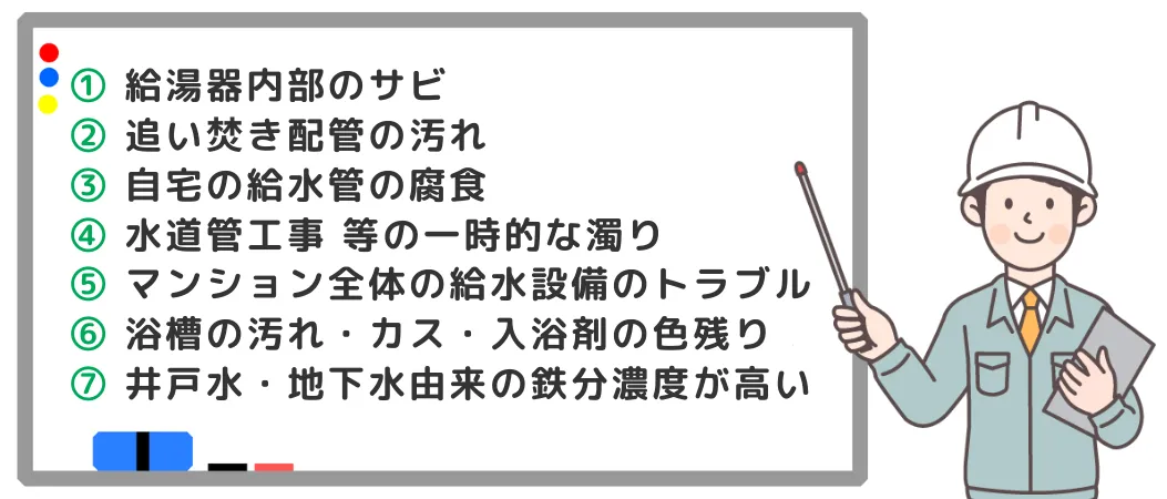 お風呂のお湯が茶色い原因は主に7つ|現場で最も多いパターンから解説
