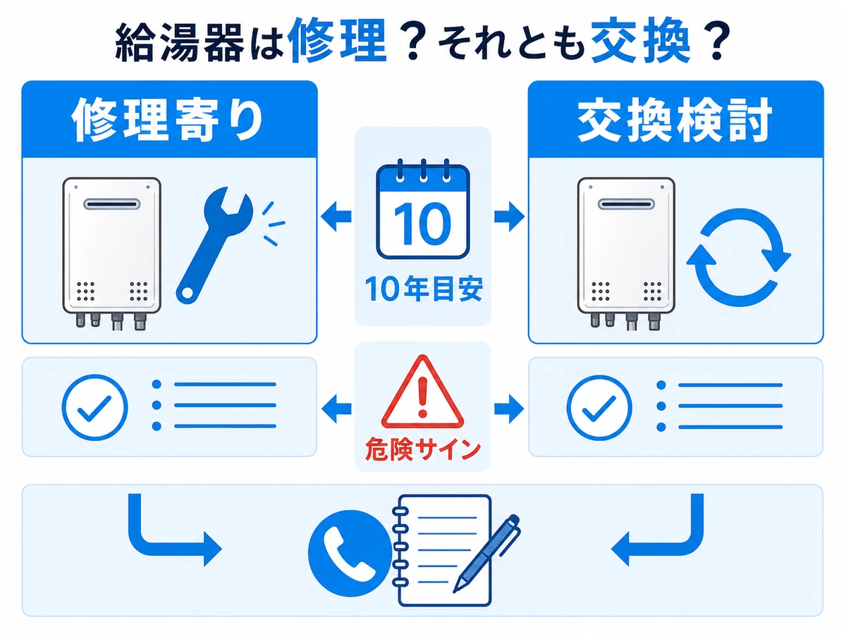 給湯器の修理相談と交換検討を分ける判断チャート