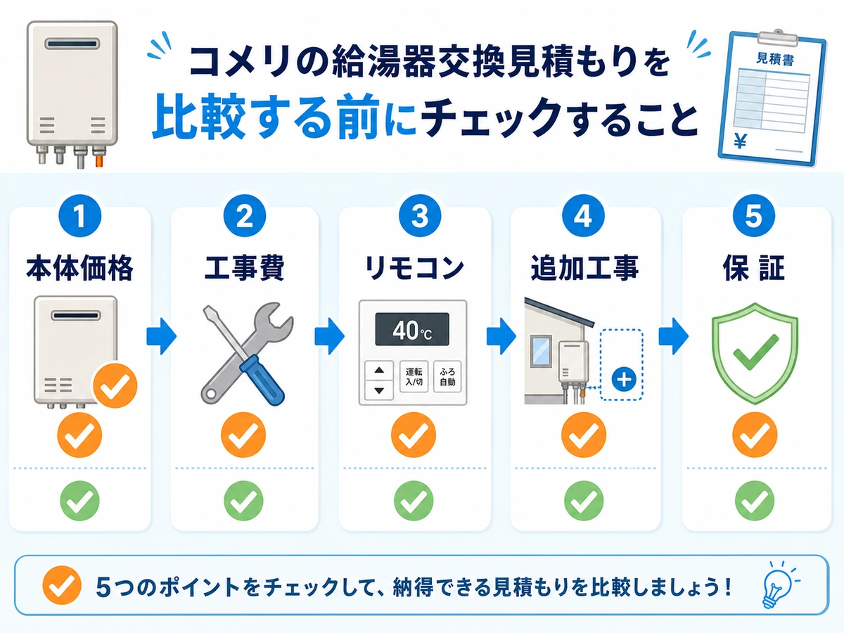 給湯器交換見積もりで本体価格や工事費を確認する流れ