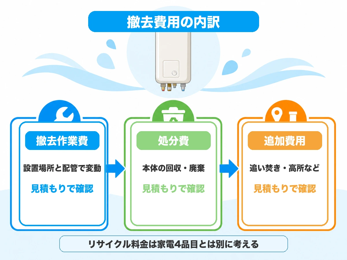 給湯器の撤去作業費、処分費、追加費用の内訳