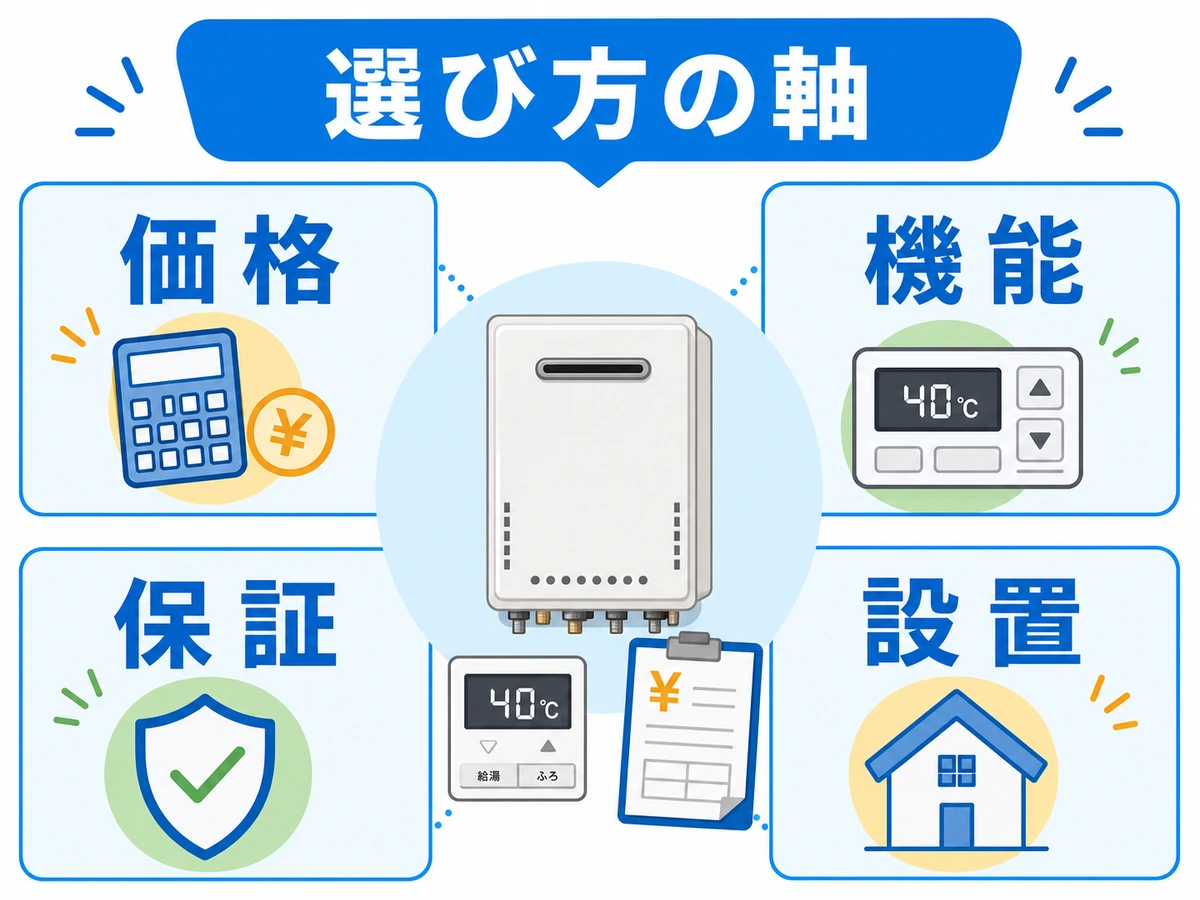 給湯器メーカー選びの価格・機能・保証・設置の比較軸