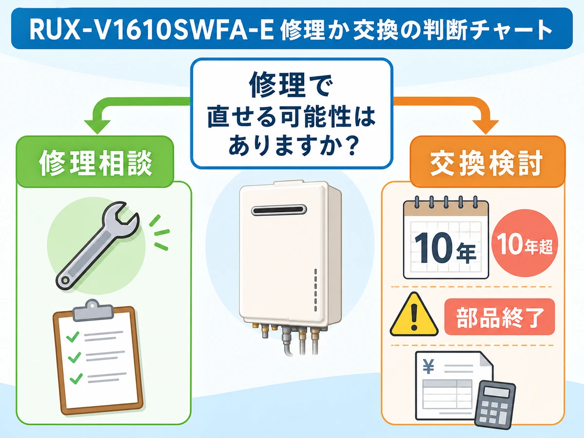 RUX-V1610SWFA-Eの修理相談と交換検討を分ける判断チャート