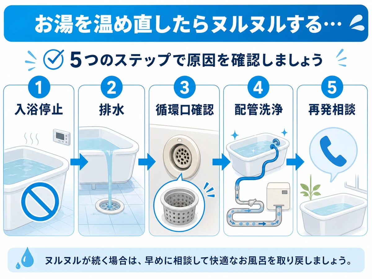 追い焚き後にぬるぬるする時の確認手順