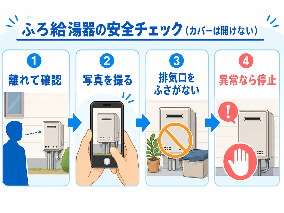 給湯器に鳥の巣を見つけた時の安全な確認順