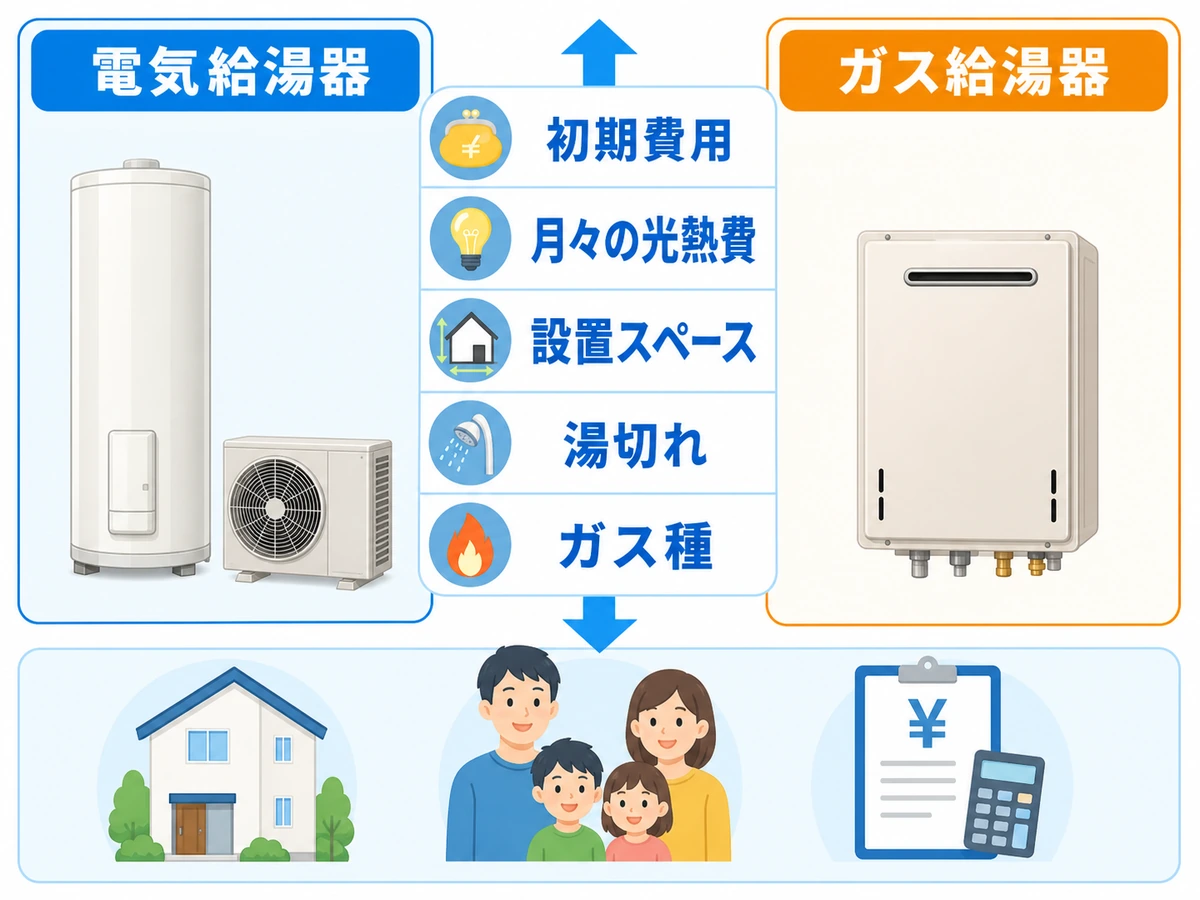 給湯器をガスと電気で比較する判断ポイント