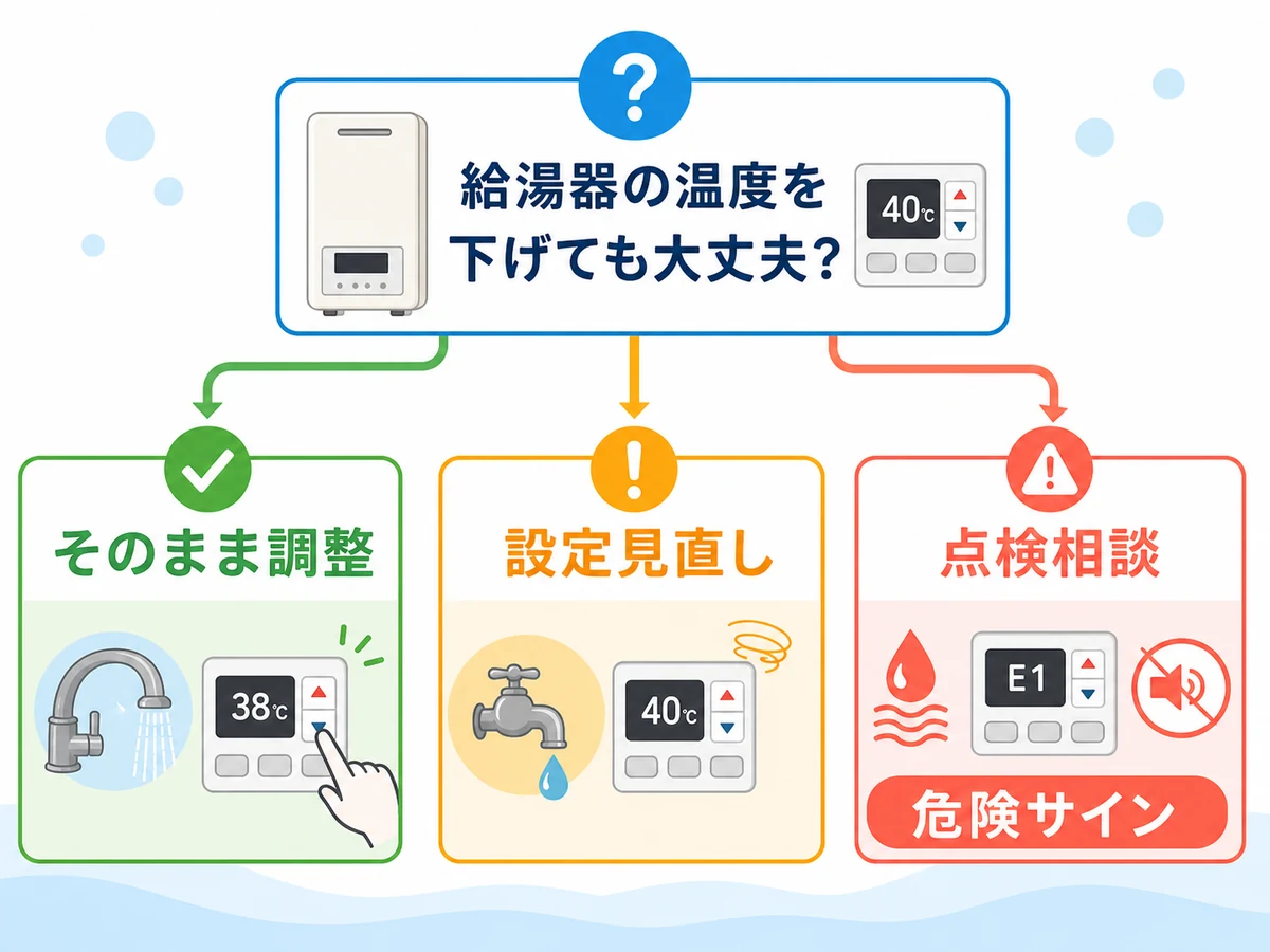 給湯温度の節約設定と点検相談を分ける判断チャート