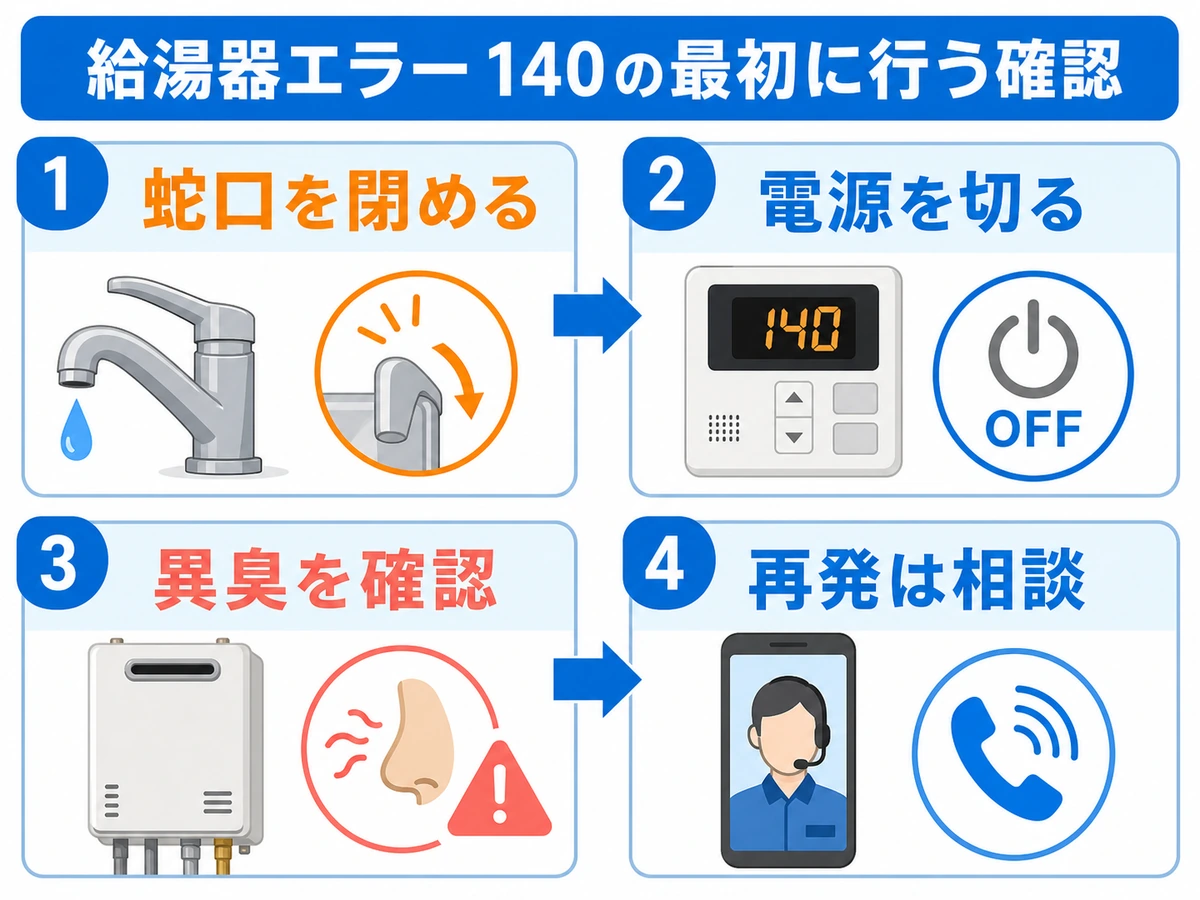 給湯器エラー140で最初に確認する流れ