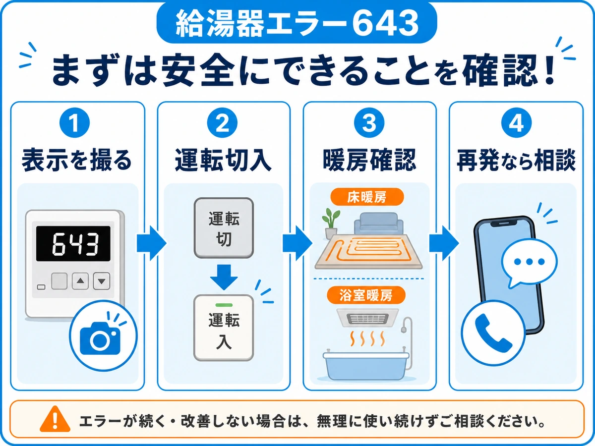ノーリツ給湯器エラー643で最初に確認する流れ