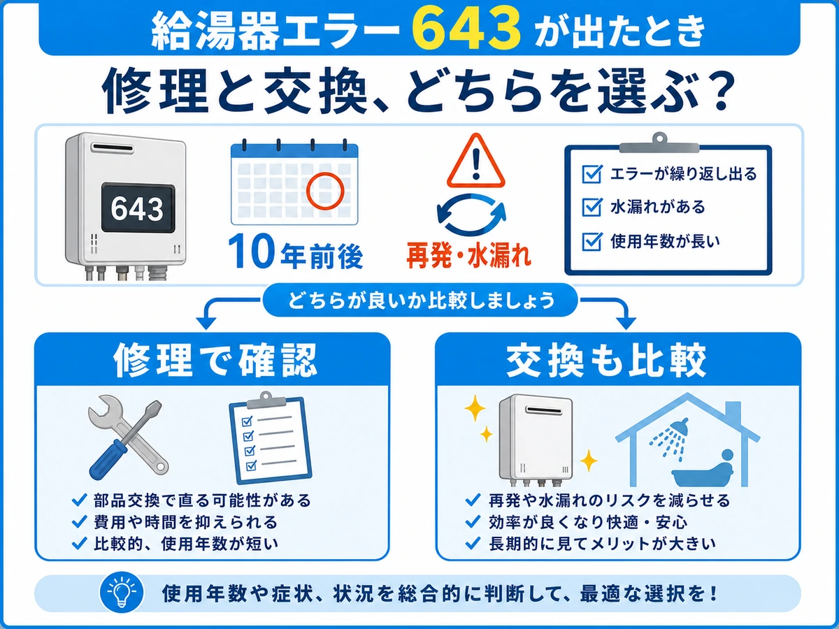 ノーリツ給湯器エラー643の原因は？確認順と修理相談目安 | お湯の
