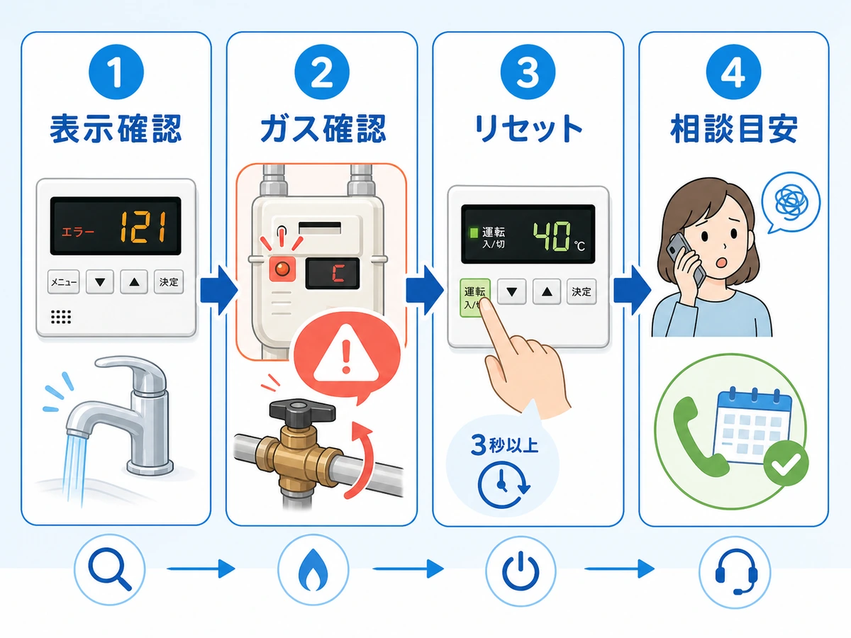 ガスメーターと給湯器エラーの確認順