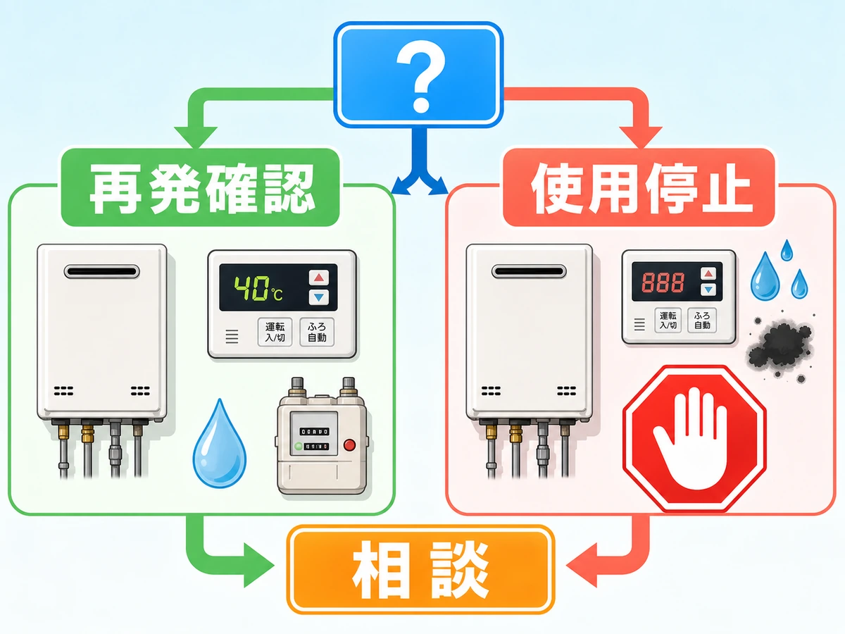 給湯器エラー時に操作を止める危険サイン