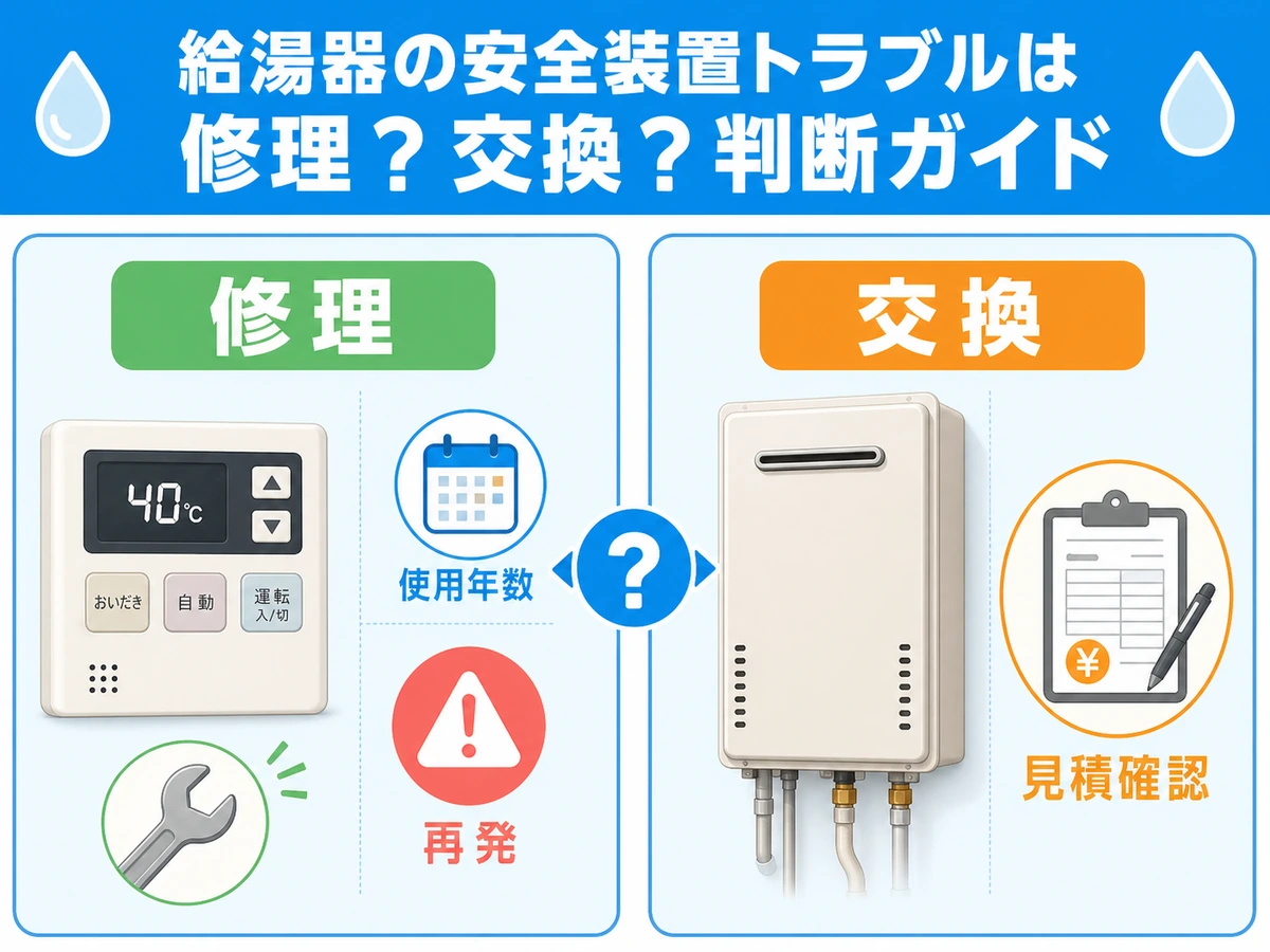 給湯器の修理と交換を比べる判断材料