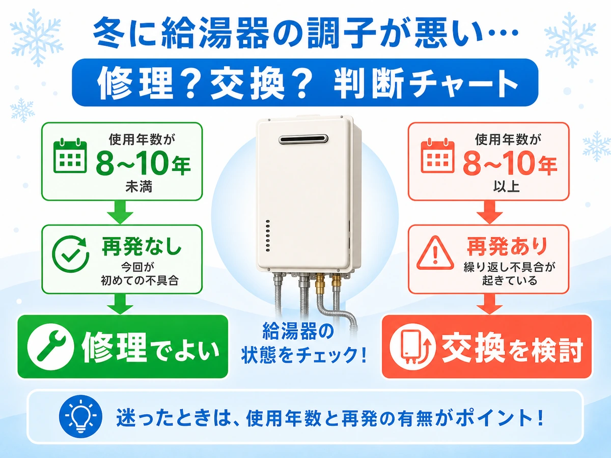 給湯器の修理と交換を判断する目安