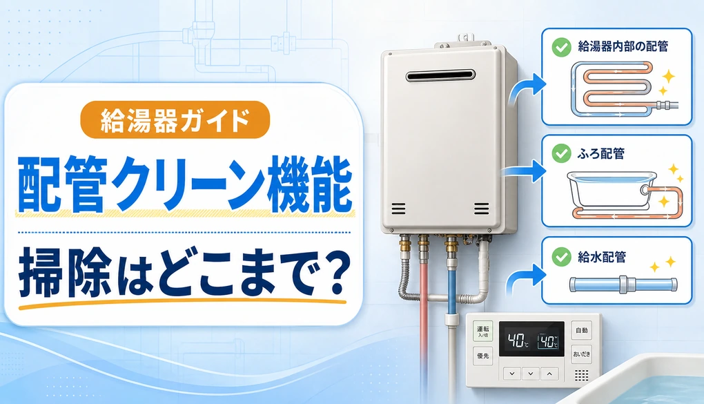 給湯器の配管クリーン機能で掃除できる範囲を示すサムネイル