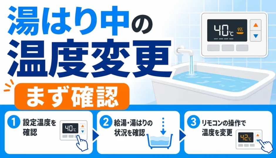 自動お湯はり中の温度変更でまず確認するポイント