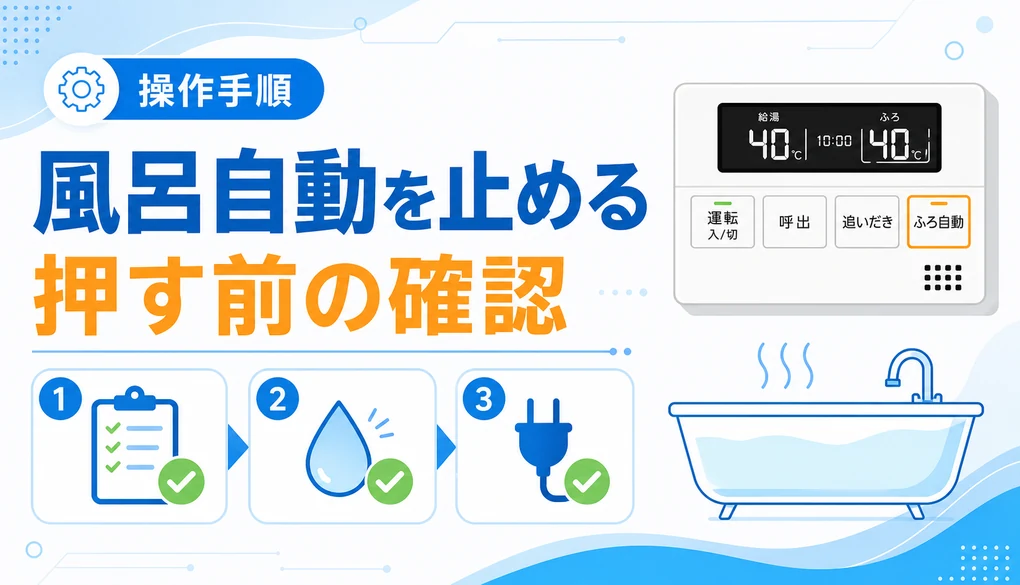 風呂自動を途中で止める前に確認する操作手順