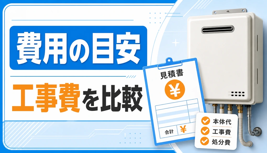 コメリ給湯器交換の費用と工事費を比較するイメージ