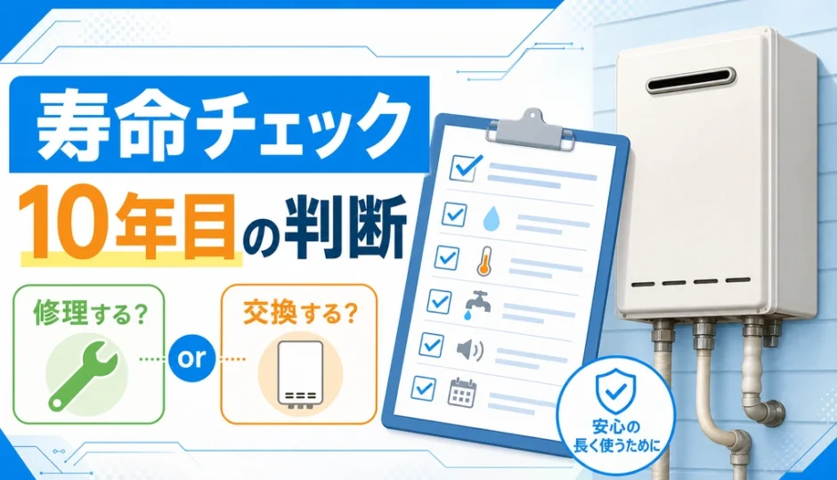給湯器の寿命を10年目に確認し、修理か交換かを判断するチェックリスト