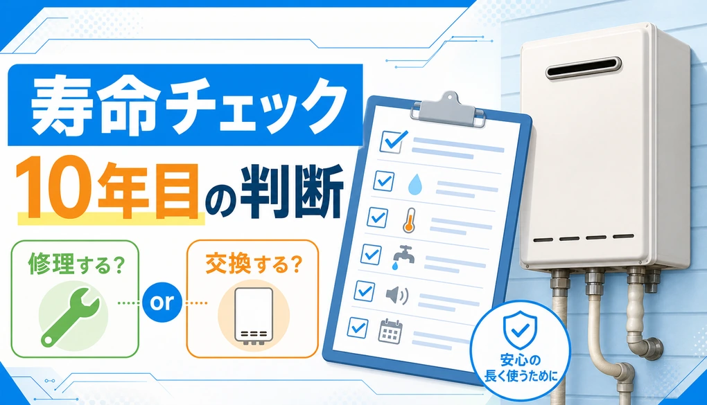 給湯器の寿命を10年目に確認し、修理か交換かを判断するチェックリスト