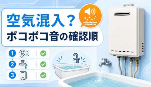給湯器に空気が入った時のボコボコ音の確認順を示すサムネイル