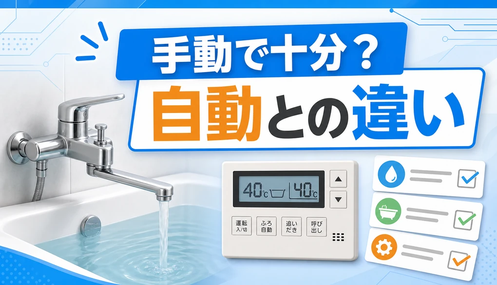 手動湯はりと自動湯はりの違いを比較するサムネイル
