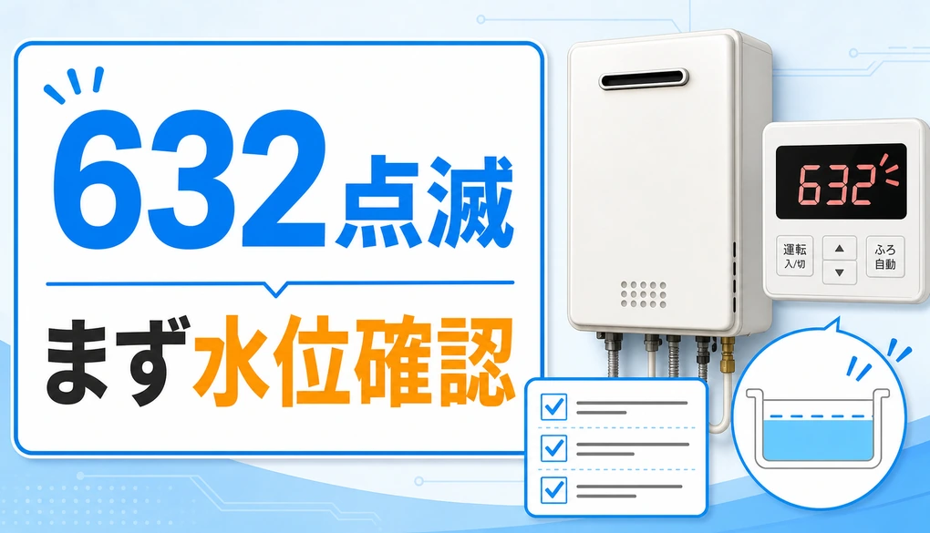 ノーリツ給湯器の632点滅で水位確認を促すサムネイル