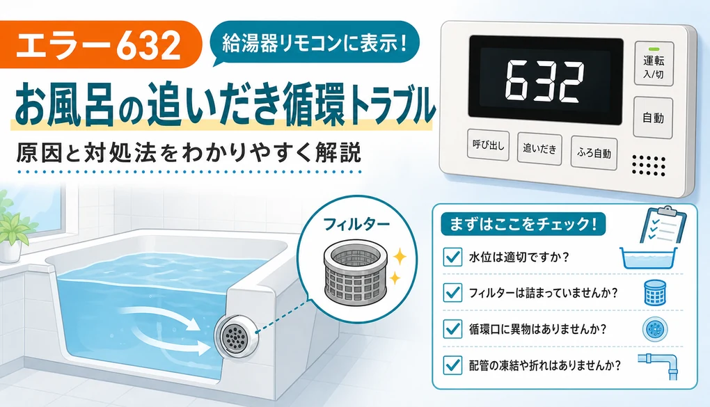 リンナイ給湯器のエラー632と追いだき循環トラブル