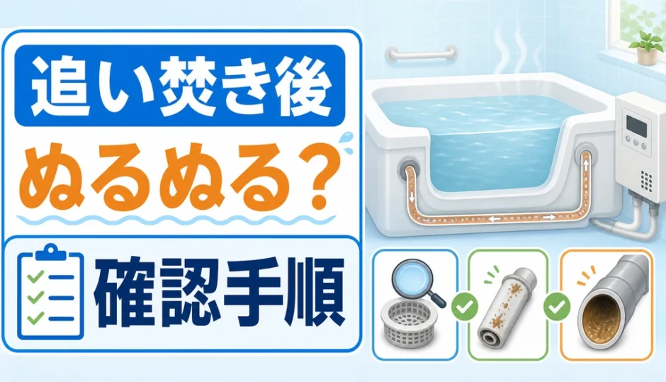 追い焚き後のお風呂がぬるぬるする原因確認手順