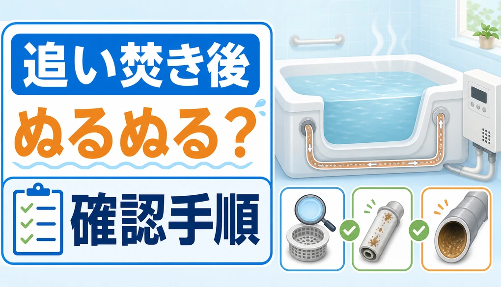 追い焚き後のお風呂がぬるぬるする原因確認手順