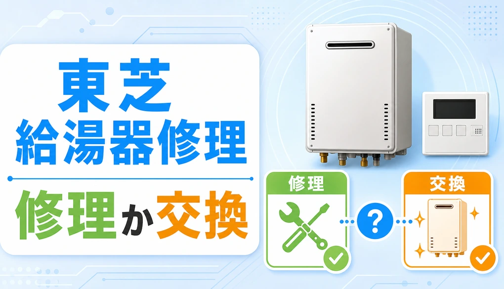 東芝の給湯器修理で修理か交換かを判断するイメージ