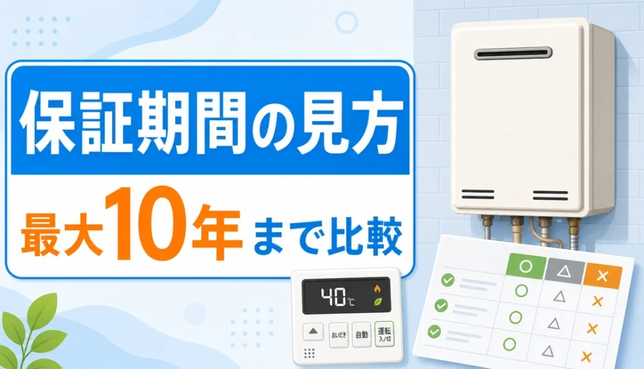 給湯器の保証期間と延長保証をメーカー別に確認するための図解