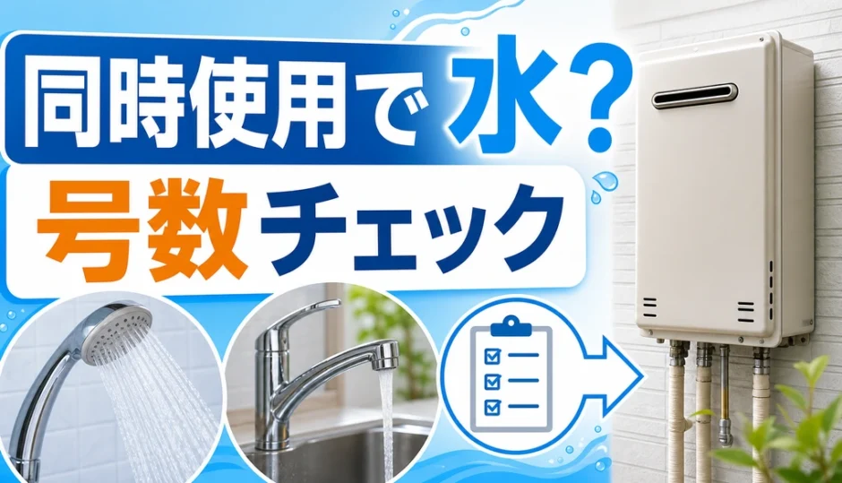 追い焚きとシャワー同時使用で水になる時の号数チェック