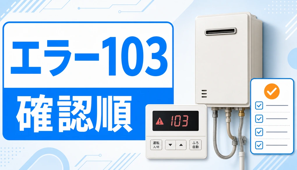 給湯器103エラーの表示と確認順を示すサムネイル