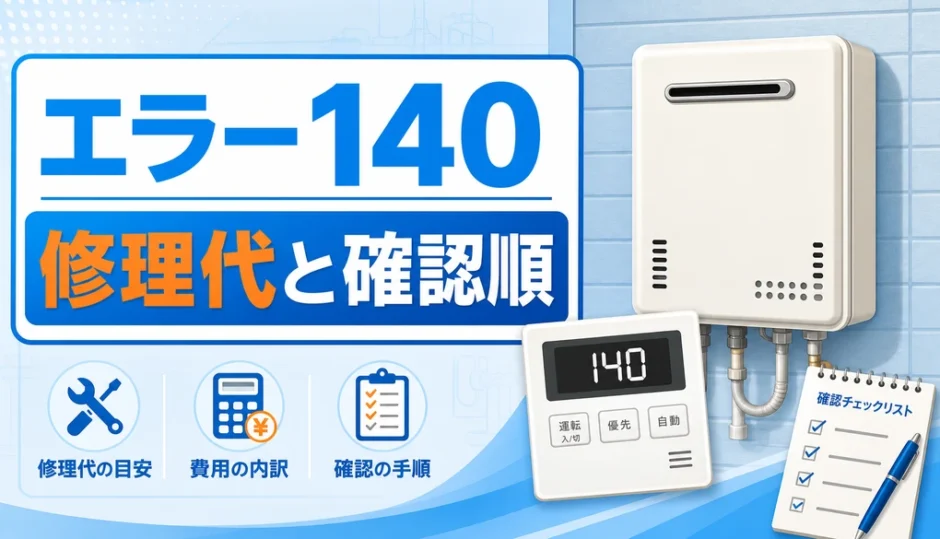 給湯器エラー140の修理代と確認順を示すサムネイル