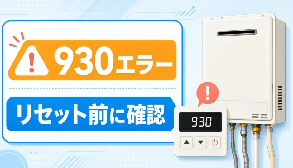給湯器エラー930でリセット前に確認するポイントを示すサムネイル