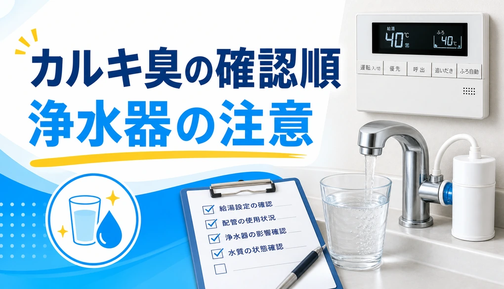 給湯器のカルキ臭の確認順と浄水器の注意点