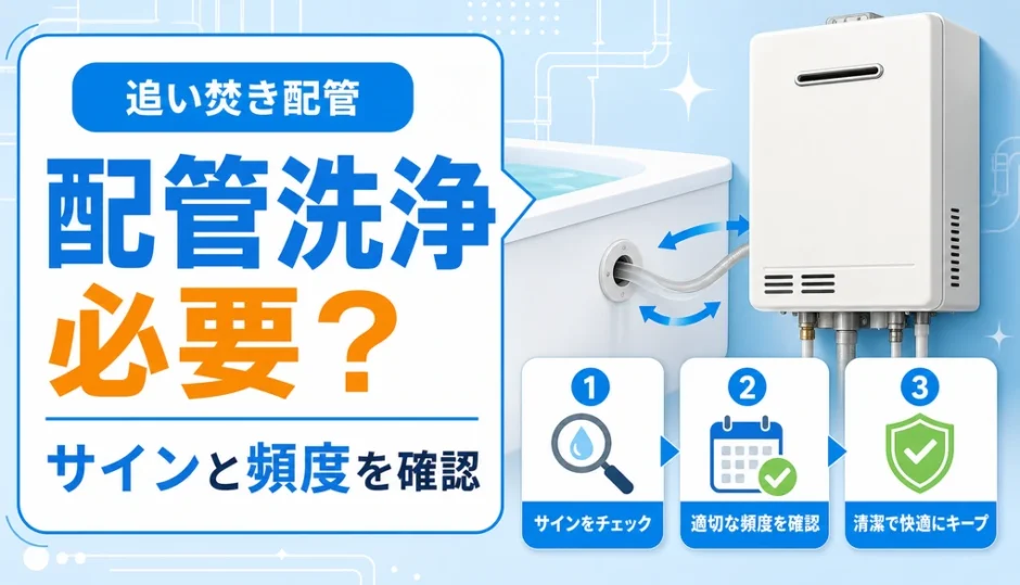 給湯器の追い焚き配管洗浄が必要かをサインと頻度で確認する図