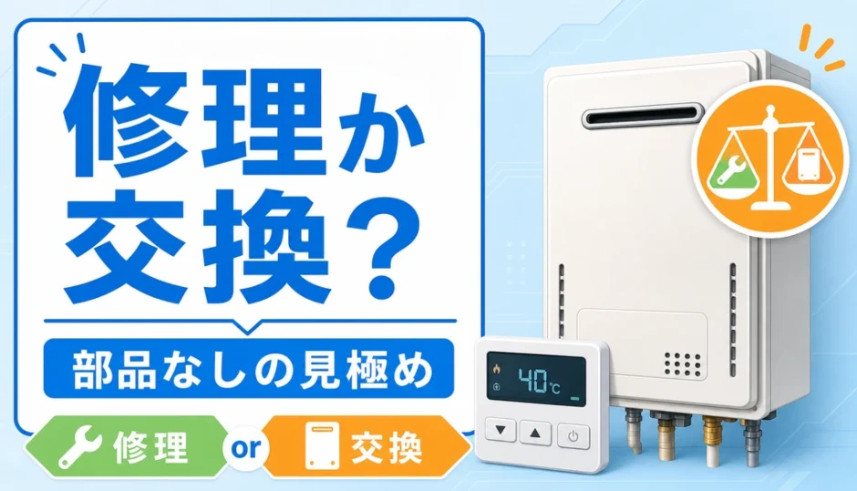 給湯器の修理か交換かを判断する部品なし確認のサムネイル