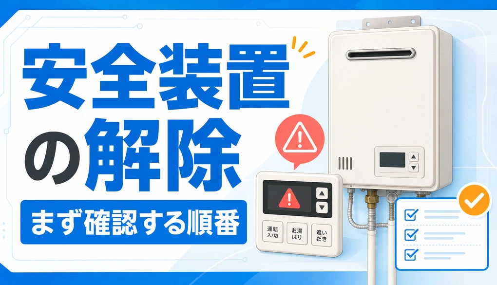 給湯器の安全装置解除で最初に確認する順番を示す図