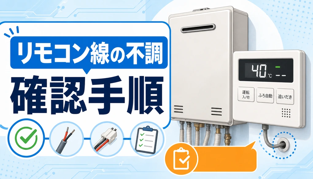 給湯器リモコン線の不調と確認手順を示す図解