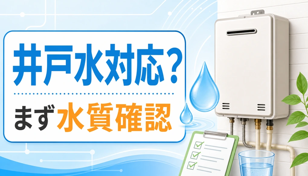 井戸水で使う給湯器は水質確認と対応機種の確認が必要であることを示す画像