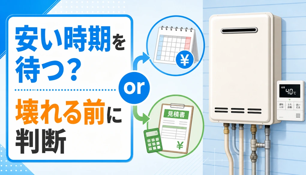 古い給湯器を安い時期まで待てるか判断するためのチェック画像