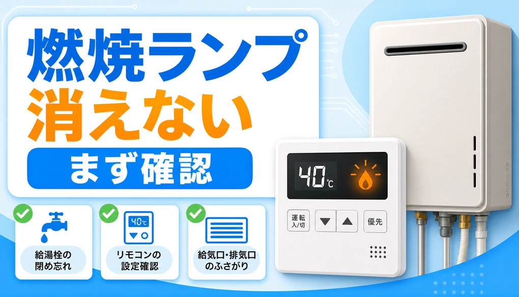 リンナイ給湯器の燃焼ランプや炎マークが消えない時の確認順