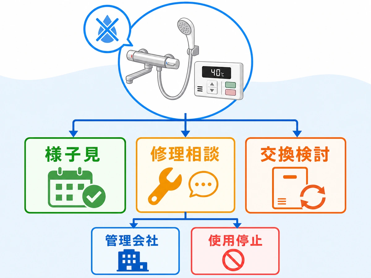 風呂だけお湯が出ない時の修理相談や交換検討の判断分岐