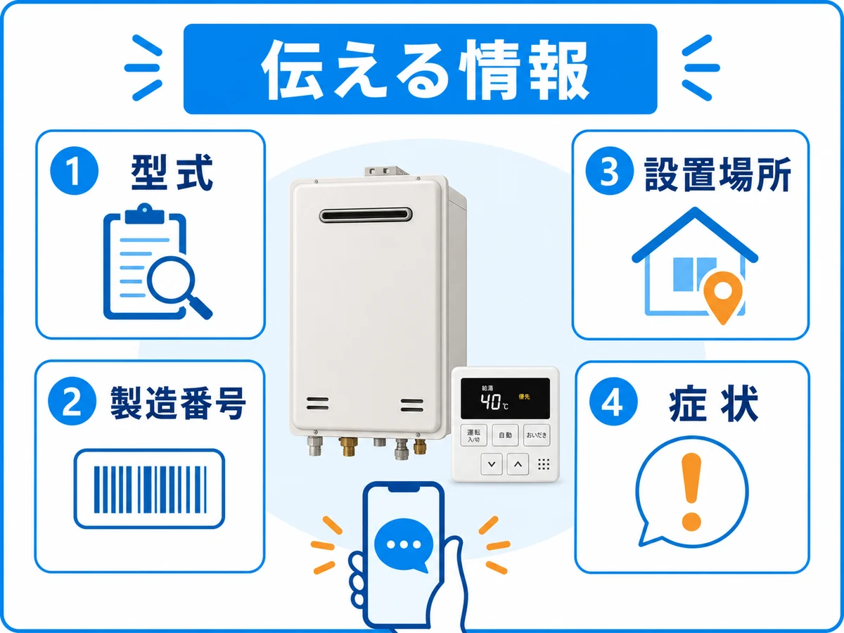 修理や交換相談前に伝える型式、製造番号、設置場所、症状の情報
