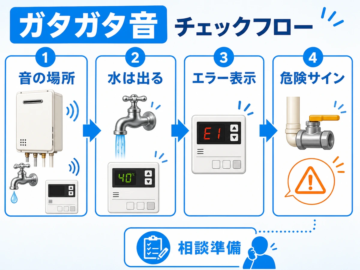給湯器の異音判断を補助する本文画像