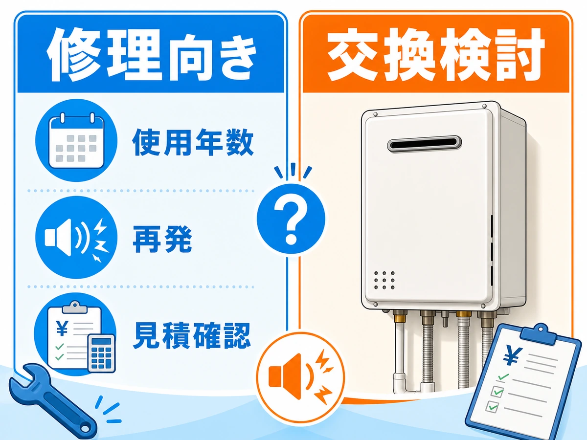 給湯器の異音判断を補助する本文画像
