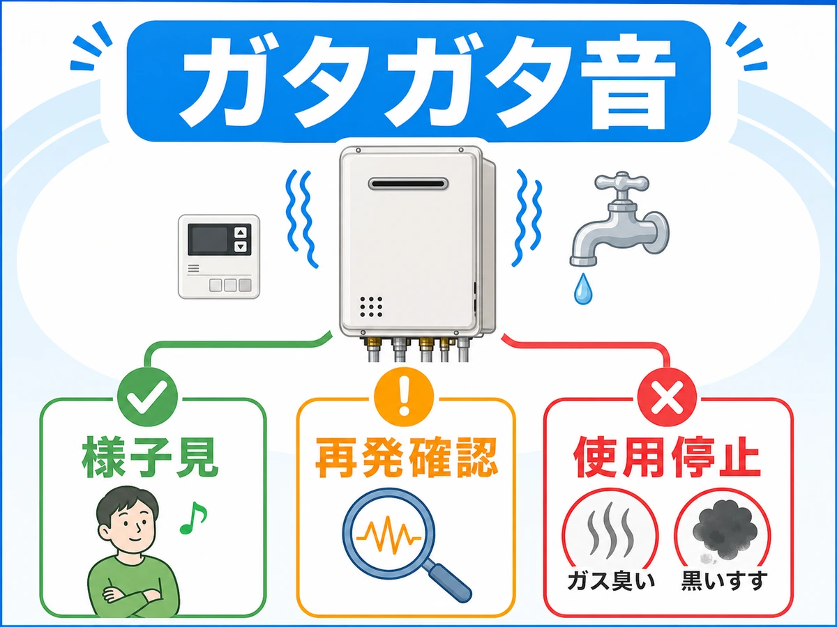 給湯器の異音判断を補助する本文画像