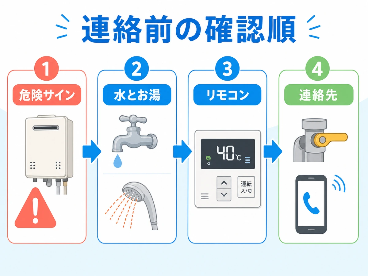 お湯が出ない時に連絡前に確認する順番