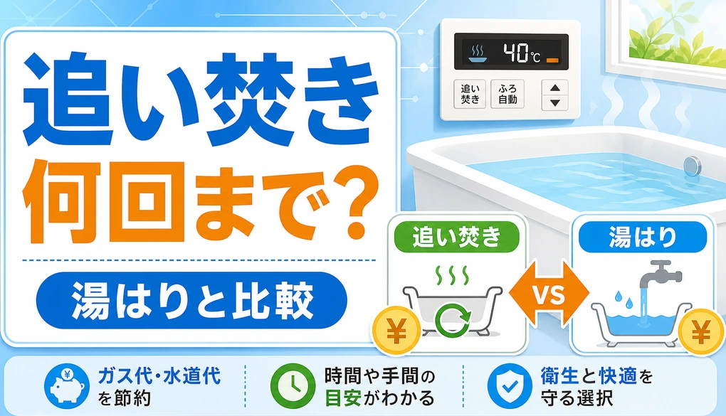追い焚きと湯はりを回数と費用で比較するイメージ